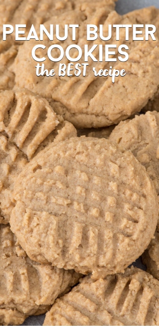 peanut butter cookies closeup in stack