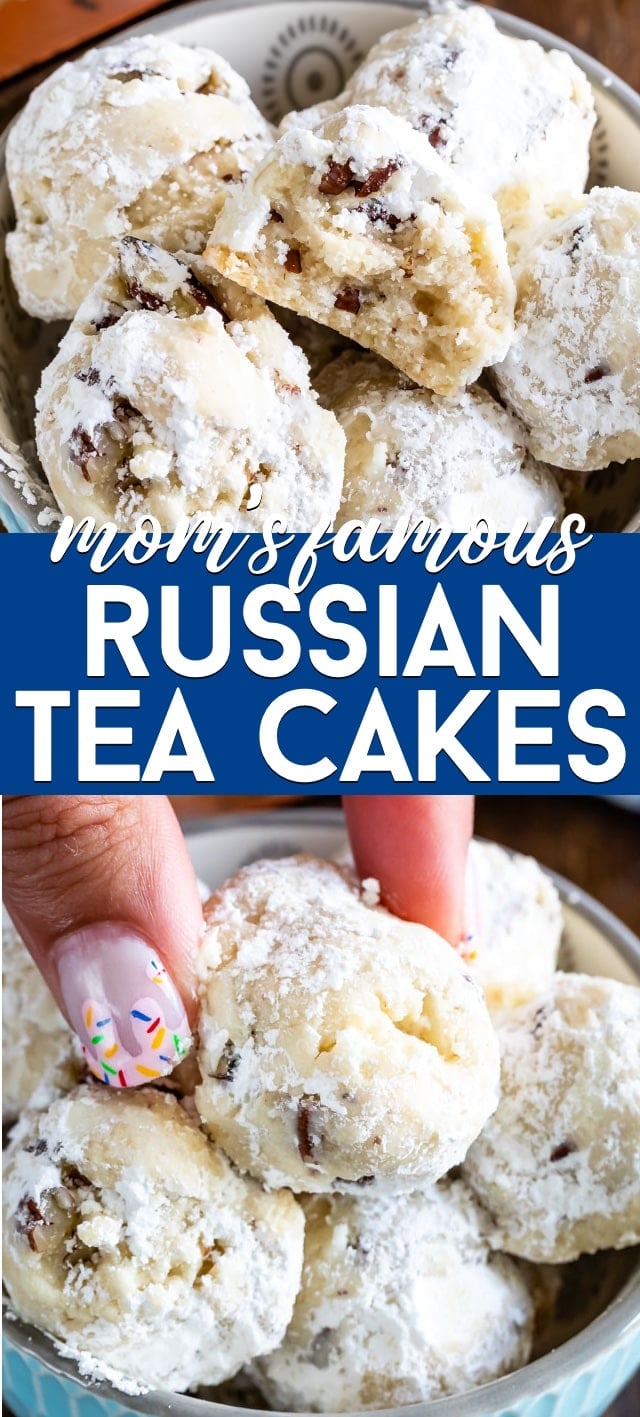 collage of russian tea cake photos