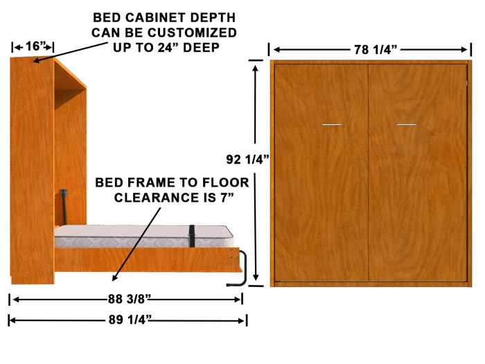 California king finished cabinet dimensions