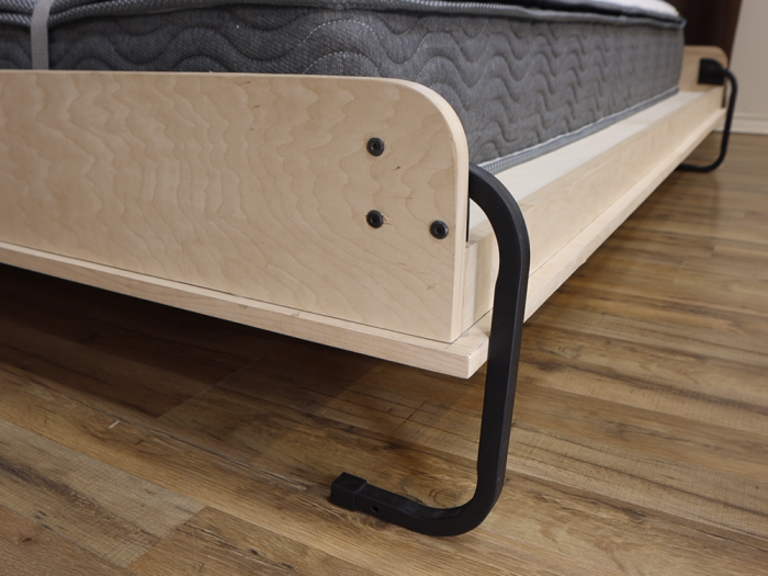 Folding legs mounted on king size murphy bed frame