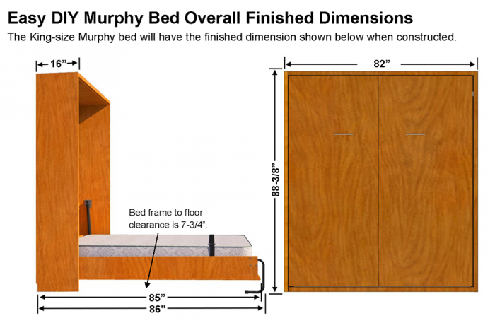 King size Murphy bed finished dimensions