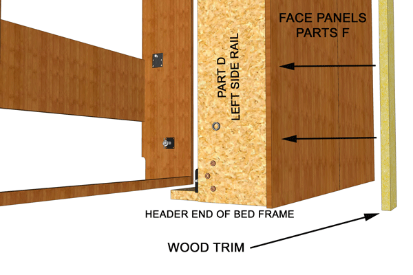 wood trim setup for wall bed